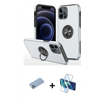 MARSİLYAN™- iPhone 12 Pro Kılıf Odak Form Prime - Siyah 3D Antistatik Cam Ekran Koruyucu + Shine Kamera Lens Koruma Cam - MI