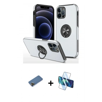 MARSİLYAN™- iPhone 12 Pro Kılıf Odak Form Prime - Siyah 3D Antistatik Seramik Nano Ekran Koruyucu + Shine Kamera Lens Koruma Cam - GD