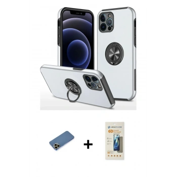 MARSİLYAN™- iPhone 12 Pro Kılıf Odak Form Prime - Siyah 6D Mat Seramik Hayalet Nano Ekran Koruyucu + Shine Kamera Lens Koruma Cam - GD