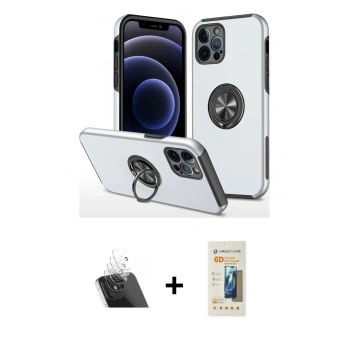MARSİLYAN™- iPhone 12 Pro Kılıf Odak Form Prime - Siyah 6D Mat Seramik Hayalet Nano Ekran Koruyucu + Kamera Lens Koruma Cam - SF