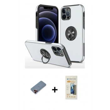 MARSİLYAN™- iPhone 12 Pro Kılıf Odak Form Prime - Siyah 6D Mat Seramik Hayalet Nano Ekran Koruyucu + Metal Kamera Lens Koruma Cam - KI