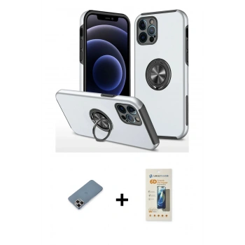 MARSİLYAN™- iPhone 12 Pro Kılıf Odak Form Prime - Siyah 6D Mat Seramik Hayalet Nano Ekran Koruyucu + Metal Kamera Lens Koruma Cam - MR