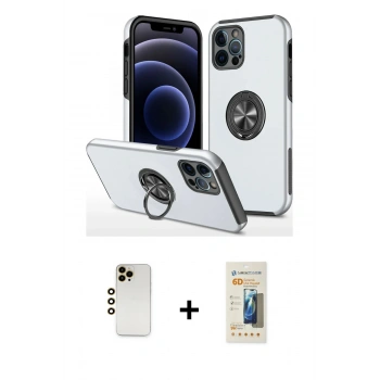 MARSİLYAN™- iPhone 12 Pro Kılıf Odak Form Prime - Siyah 6D Mat Seramik Hayalet Nano Ekran Koruyucu + Shine Kamera Lens - GD