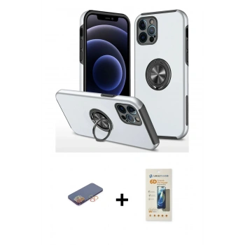 MARSİLYAN™- iPhone 12 Pro Kılıf Odak Form Prime - Siyah 6D Mat Seramik Hayalet Nano Ekran Koruyucu + Renkli Kamera Lens Koruma Cam - TU