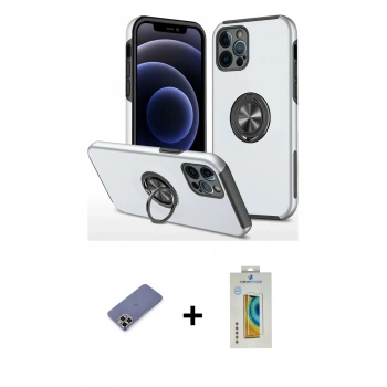 MARSİLYAN™- iPhone 12 Pro Kılıf Odak Form Prime - Siyah Polymer Nano Ekran Koruyucu + Metal Kamera Lens Koruma Cam - GD