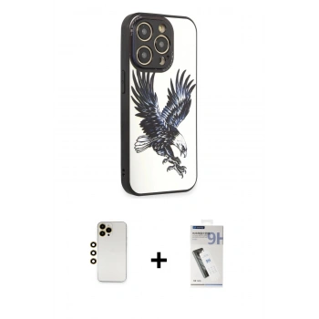 MARSİLYAN™- iPhone 12 Pro Kılıf Odak Klasik Serisi - Şeffaf Uv Polymer Nano Ekran Koruyucu + Shine Kamera Lens - GD