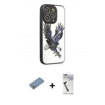 MARSİLYAN™- iPhone 12 Pro Kılıf Odak Klasik Serisi - Şeffaf Uv Polymer Nano Ekran Koruyucu + Shine Kamera Lens Koruma Cam - GS