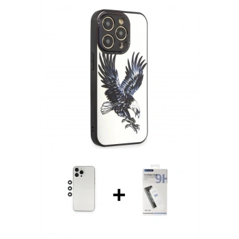MARSİLYAN™- iPhone 12 Pro Kılıf Odak Klasik Serisi - Şeffaf Uv Polymer Nano Ekran Koruyucu + Shine Kamera Lens - GS