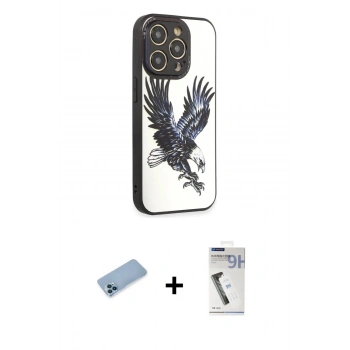 MARSİLYAN™- iPhone 12 Pro Kılıf Odak Klasik Serisi - Şeffaf Uv Polymer Nano Ekran Koruyucu + Shine Kamera Lens Koruma Cam - MI