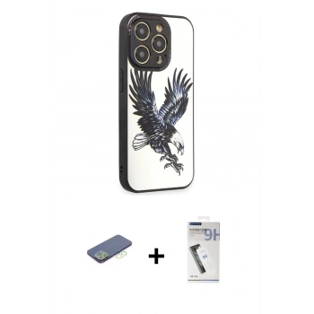 MARSİLYAN™- iPhone 12 Pro Kılıf Odak Klasik Serisi - Şeffaf Uv Polymer Nano Ekran Koruyucu + Renkli Kamera Lens Koruma Cam - YL