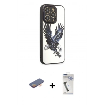 MARSİLYAN™- iPhone 12 Pro Kılıf Odak Klasik Serisi - Şeffaf Uv Polymer Nano Ekran Koruyucu + Renkli Kamera Lens Koruma Cam - TU