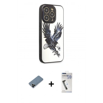 MARSİLYAN™- iPhone 12 Pro Kılıf Odak Klasik Serisi - Şeffaf Uv Polymer Nano Ekran Koruyucu + Shine Kamera Lens Koruma Cam - SH