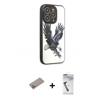 MARSİLYAN™- iPhone 12 Pro Kılıf Odak Klasik Serisi - Şeffaf Uv Polymer Nano Ekran Koruyucu + Shine Kamera Lens Koruma Cam - SABE
