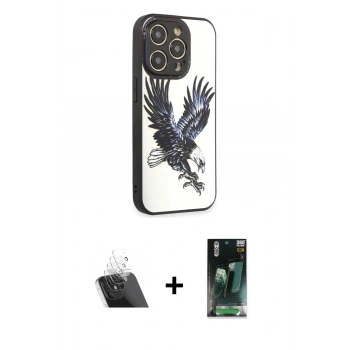 MARSİLYAN™- iPhone 12 Pro Kılıf Odak Klasik Serisi - Siyah 360 Mat Full Body Arka Koruyucu + Kamera Lens Koruma Cam - SF