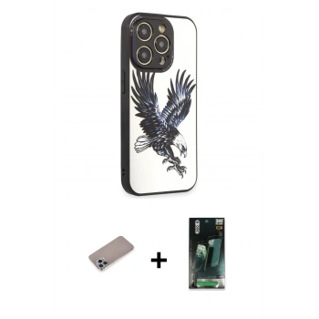 MARSİLYAN™- iPhone 12 Pro Kılıf Odak Klasik Serisi - Siyah 360 Mat Full Body Arka Koruyucu + Shine Kamera Lens Koruma Cam - SABE