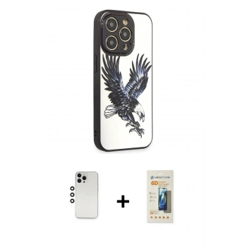 MARSİLYAN™- iPhone 12 Pro Kılıf Odak Klasik Serisi - Siyah 6D Mat Seramik Hayalet Nano Ekran Koruyucu + Shine Kamera Lens - GS