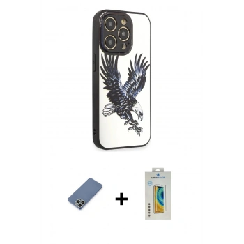 MARSİLYAN™- iPhone 12 Pro Kılıf Odak Klasik Serisi - Siyah Polymer Nano Ekran Koruyucu + Metal Kamera Lens Koruma Cam - AKYL