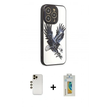 MARSİLYAN™- iPhone 12 Pro Kılıf Odak Klasik Serisi - Siyah Polymer Nano Ekran Koruyucu + Shine Kamera Lens - GD