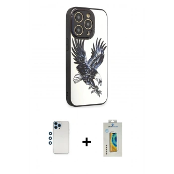 MARSİLYAN™- iPhone 12 Pro Kılıf Odak Klasik Serisi - Siyah Polymer Nano Ekran Koruyucu + Shine Kamera Lens - MI