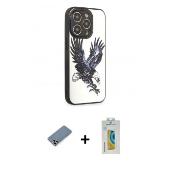 MARSİLYAN™- iPhone 12 Pro Kılıf Odak Klasik Serisi - Siyah Polymer Nano Ekran Koruyucu + Metal Kamera Lens Koruma Cam - MR
