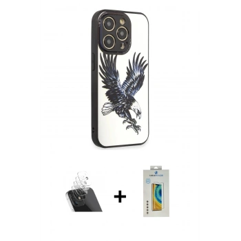 MARSİLYAN™- iPhone 12 Pro Kılıf Odak Klasik Serisi - Siyah Polymer Nano Ekran Koruyucu + Kamera Lens Koruma Cam - SF
