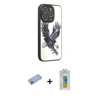 MARSİLYAN™- iPhone 12 Pro Kılıf Odak Klasik Serisi - Siyah Polymer Nano Ekran Koruyucu + Shine Kamera Lens Koruma Cam - MI