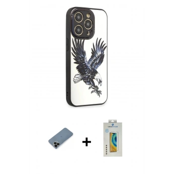 MARSİLYAN™- iPhone 12 Pro Kılıf Odak Klasik Serisi - Siyah Polymer Nano Ekran Koruyucu + Shine Kamera Lens Koruma Cam - SH