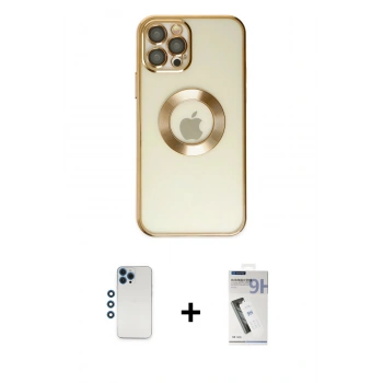 MARSİLYAN™- iPhone 12 Pro Kılıf Pusula Form - Şeffaf Uv Polymer Nano Ekran Koruyucu + Shine Kamera Lens - MI
