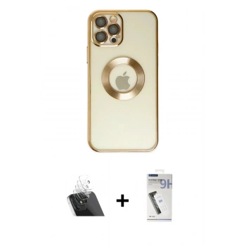 MARSİLYAN™- iPhone 12 Pro Kılıf Pusula Form - Şeffaf Uv Polymer Nano Ekran Koruyucu + Kamera Lens Koruma Cam - SF