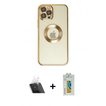 MARSİLYAN™- iPhone 12 Pro Kılıf Pusula Form - Siyah Polymer Nano Ekran Koruyucu + Kamera Lens Koruma Cam - SF