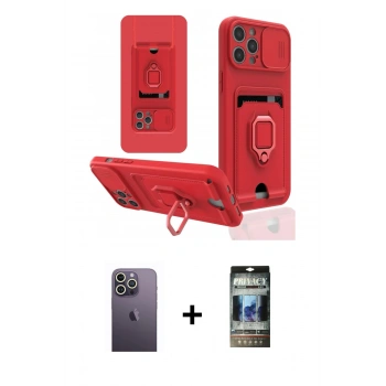 MARSİLYAN™- iPhone 12 Pro Kılıf Vadi Form Prime - Siyah 34D Hayalet Izgaralı Cam + Neon Fosforlu Kamera Lens - BZ