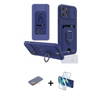 MARSİLYAN™- iPhone 12 Pro Kılıf Vadi Form Prime - Siyah 3D Antistatik Cam Ekran Koruyucu + Renkli Kamera Lens Koruma Cam - SI