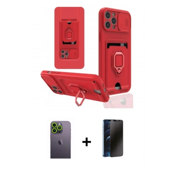 MARSİLYAN™- iPhone 12 Pro Kılıf Vadi Form Prime - Siyah 3D Antistatik Hayalet Cam Ekran Koruyucu + Neon Fosforlu Kamera Lens - YL