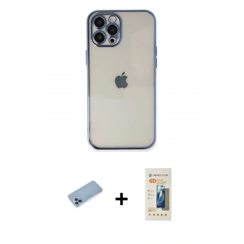 MARSİLYAN™- iPhone 12 Pro Kılıf Vadi Minimal - Siyah 6D Mat Seramik Hayalet Nano Ekran Koruyucu + Shine Kamera Lens Koruma Cam - MI