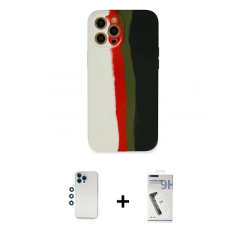 MARSİLYAN™- iPhone 12 Pro Kılıf Yadigar Çizgi - Şeffaf Uv Polymer Nano Ekran Koruyucu + Shine Kamera Lens - MI