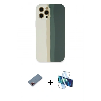 MARSİLYAN™- iPhone 12 Pro Kılıf Yadigar Çizgi - Siyah 3D Antistatik Seramik Nano Ekran Koruyucu + Metal Kamera Lens Koruma Cam - KI