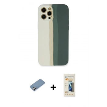 MARSİLYAN™- iPhone 12 Pro Kılıf Yadigar Çizgi - Siyah 6D Mat Seramik Hayalet Nano Ekran Koruyucu + Shine Kamera Lens Koruma Cam - GS
