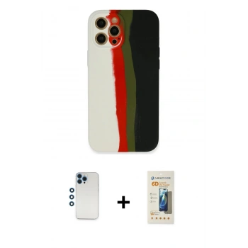 MARSİLYAN™- iPhone 12 Pro Kılıf Yadigar Çizgi - Siyah 6D Mat Seramik Hayalet Nano Ekran Koruyucu + Shine Kamera Lens - MI