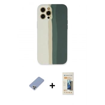 MARSİLYAN™- iPhone 12 Pro Kılıf Yadigar Çizgi - Siyah 6D Mat Seramik Hayalet Nano Ekran Koruyucu + Metal Kamera Lens Koruma Cam - KUYL