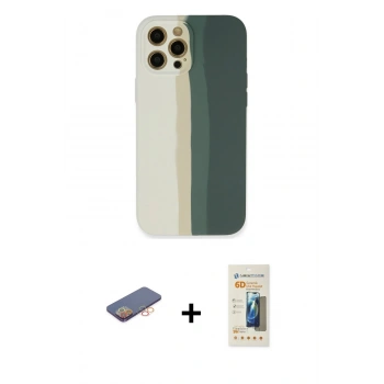 MARSİLYAN™- iPhone 12 Pro Kılıf Yadigar Çizgi - Siyah 6D Mat Seramik Hayalet Nano Ekran Koruyucu + Renkli Kamera Lens Koruma Cam - TU