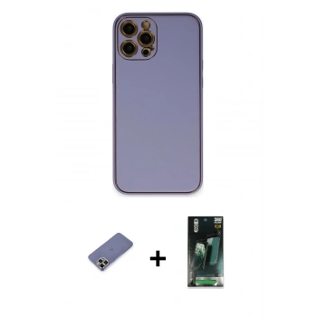 MARSİLYAN™- iPhone 12 Pro Kılıf Yadigar Klasik - Şeffaf 360 Full Body Arka Koruyucu + Metal Kamera Lens Koruma Cam - GD