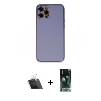 MARSİLYAN™- iPhone 12 Pro Kılıf Yadigar Klasik - Şeffaf 360 Full Body Arka Koruyucu + Kamera Lens Koruma Cam - SF