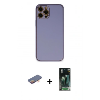 MARSİLYAN™- iPhone 12 Pro Kılıf Yadigar Klasik - Şeffaf 360 Full Body Arka Koruyucu + Renkli Kamera Lens Koruma Cam - TU
