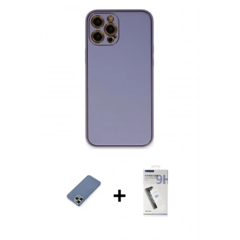 MARSİLYAN™- iPhone 12 Pro Kılıf Yadigar Klasik - Şeffaf Uv Polymer Nano Ekran Koruyucu + Metal Kamera Lens Koruma Cam - AKYL