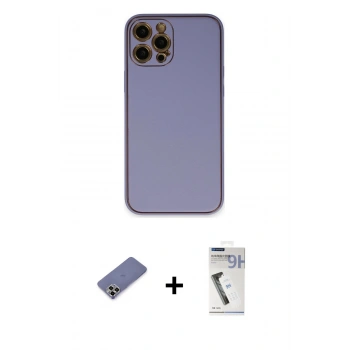 MARSİLYAN™- iPhone 12 Pro Kılıf Yadigar Klasik - Şeffaf Uv Polymer Nano Ekran Koruyucu + Metal Kamera Lens Koruma Cam - GD