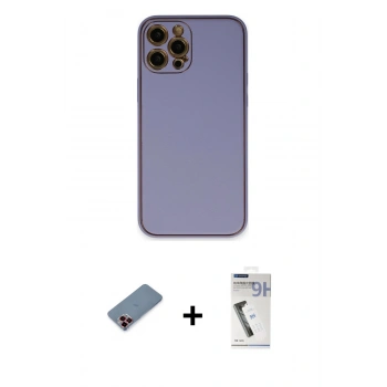 MARSİLYAN™- iPhone 12 Pro Kılıf Yadigar Klasik - Şeffaf Uv Polymer Nano Ekran Koruyucu + Metal Kamera Lens Koruma Cam - KI