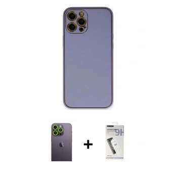 MARSİLYAN™- iPhone 12 Pro Kılıf Yadigar Klasik - Şeffaf Uv Polymer Nano Ekran Koruyucu + Neon Fosforlu Kamera Lens - YL
