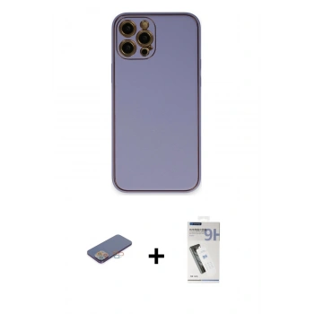 MARSİLYAN™- iPhone 12 Pro Kılıf Yadigar Klasik - Şeffaf Uv Polymer Nano Ekran Koruyucu + Renkli Kamera Lens Koruma Cam - PE