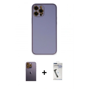 MARSİLYAN™- iPhone 12 Pro Kılıf Yadigar Klasik - Şeffaf Uv Polymer Nano Ekran Koruyucu + Neon Fosforlu Kamera Lens - SI