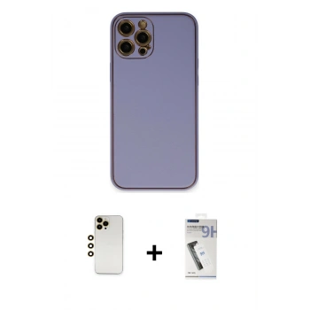 MARSİLYAN™- iPhone 12 Pro Kılıf Yadigar Klasik - Şeffaf Uv Polymer Nano Ekran Koruyucu + Shine Kamera Lens - GD